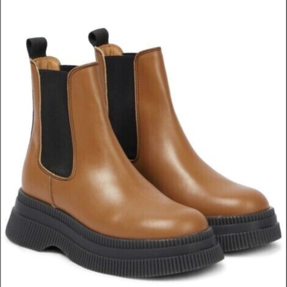 GANNI Platform Chelsea Leather Boot size 39 IT (9 US)